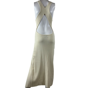 Michael Costello Sleek Beige Variegated Rib Bodycon Dress Size L
