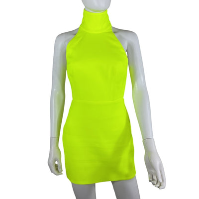 Alex Perry Sleek Neon Yellow Colton Mini Dress Size US 4 / UK 8