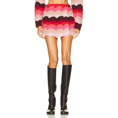 Alanui Knit Pink Under The Northern Sky Skirt Size M