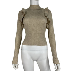 Majorelle Ruffled Beige Annie Sweater Size XS