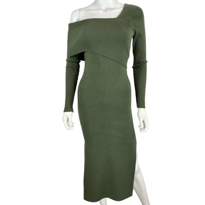 Line & Dot Asymmetric Green Sylvie Sweater Dress Size XS