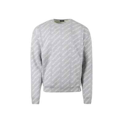 Balenciaga Branded Grey Mini Allover Logo Size XS Sweater