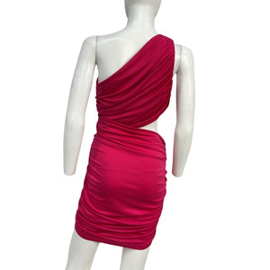 Michael Costello Ruched Magenta Ulla Mini Dress Size S