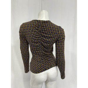 Veronica Beard 'Neeta' Blue Rayon Stirrup-Print Ruched Top Size XS