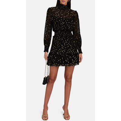 Intermix 'Andressa' Black Metallic Silk Mini Dress Size 10