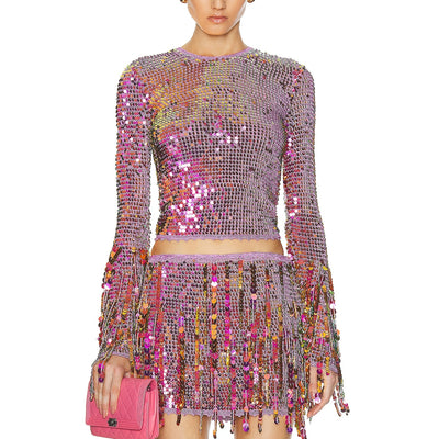 Retrofête Sequined Purple Miriam Top Blouse Size XS / S