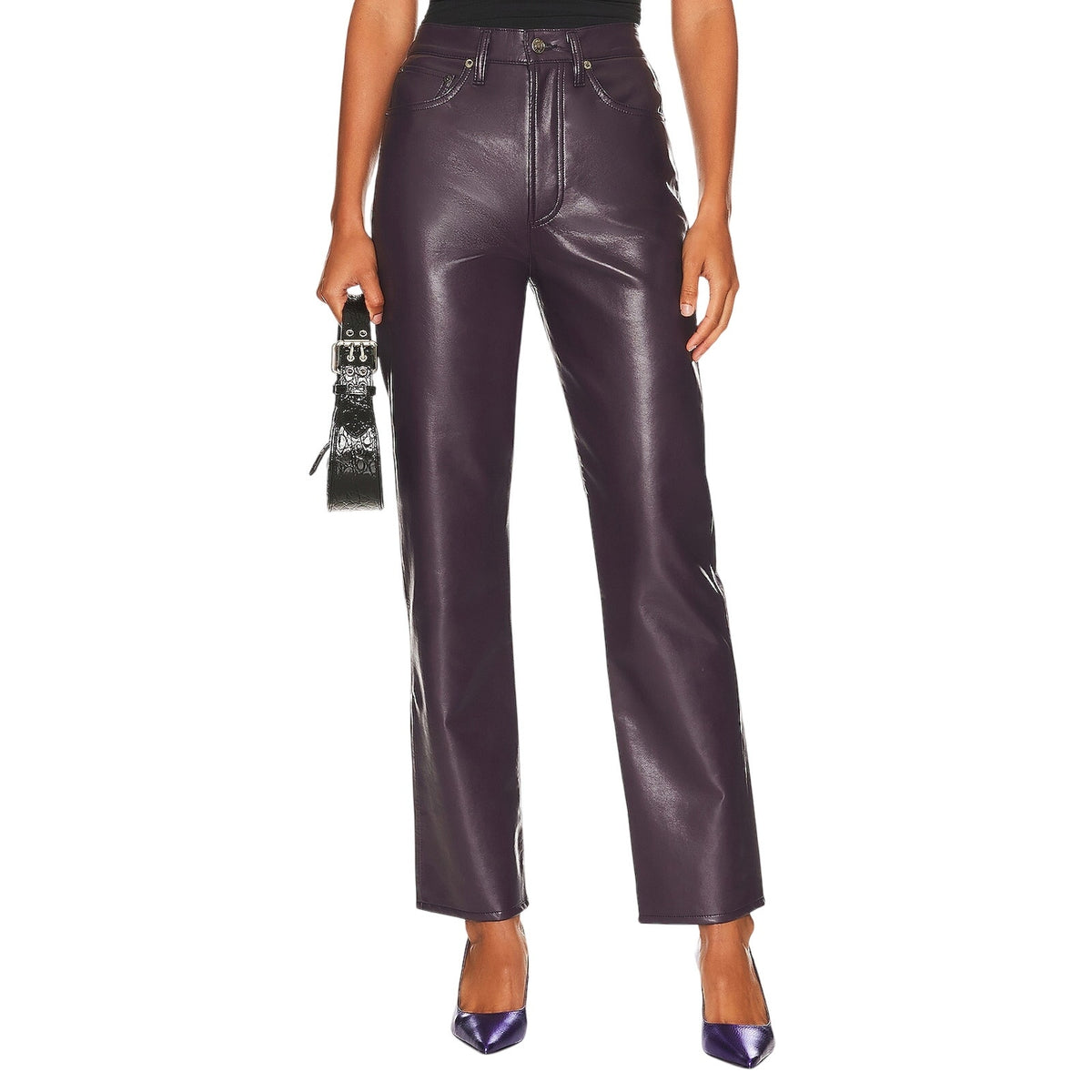 Agolde Recycled Leather Night Shade Pinch Waist Pants Size 24