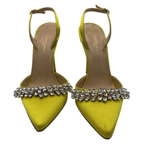 Jennifer Chamandi Embellished Yellow Slingback Heels Size 40 EU / US 10