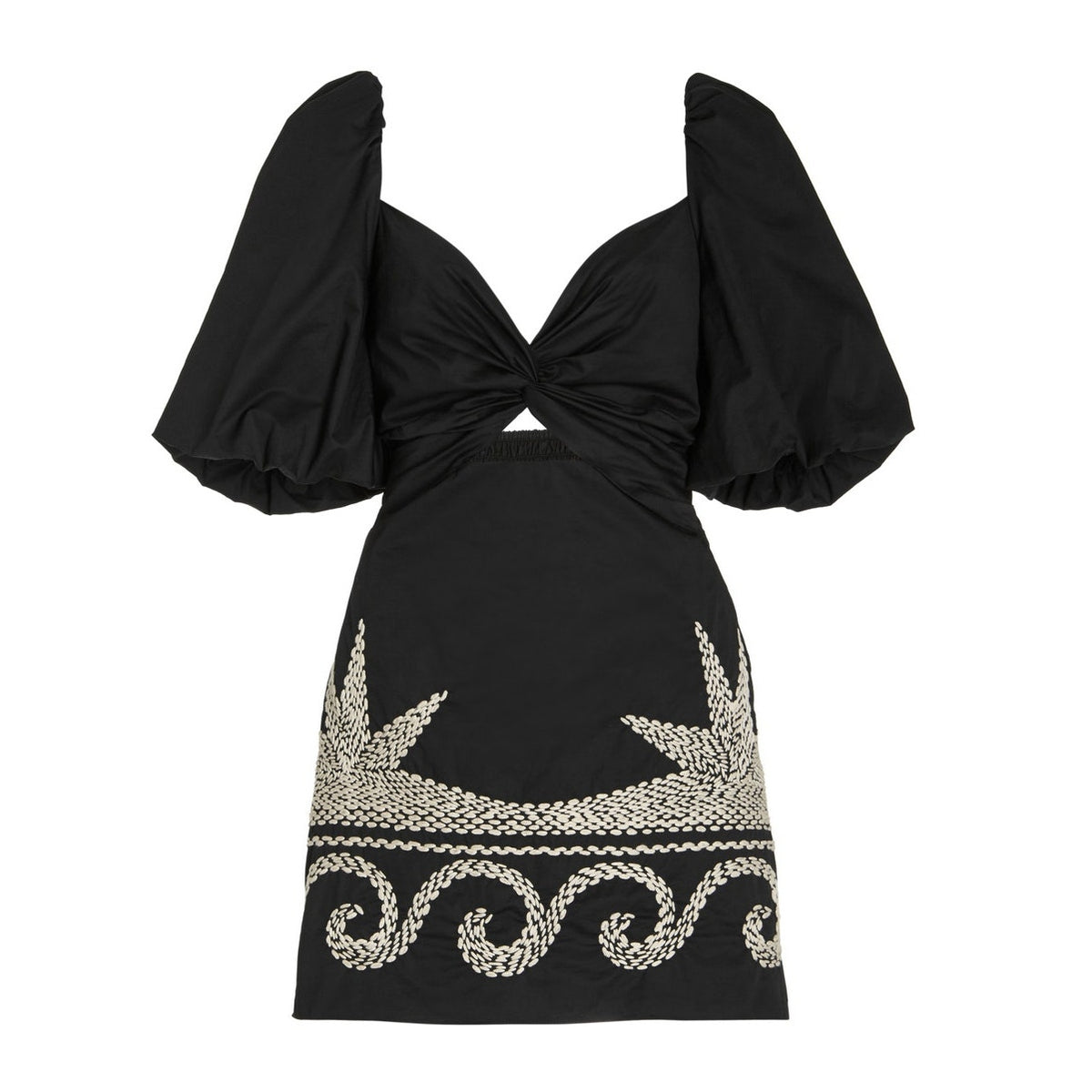 Johanna Ortiz Embroidered Black Simple Pleasures Mini Dress Size S