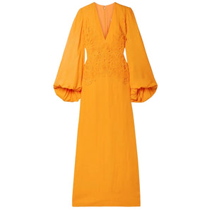 Costarellos Appliqued Orange Katana Gown Size FR 38 / US 6