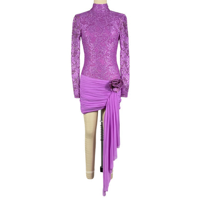 Patbo Elegant Bright Lilac Embroidered Lace Mini Dress Size 2 US / 34 Brazil NWT