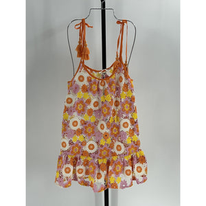 Ramy Brook 'Imani' Orange Polyester Floral Cover-Up Mini Dress Size XS