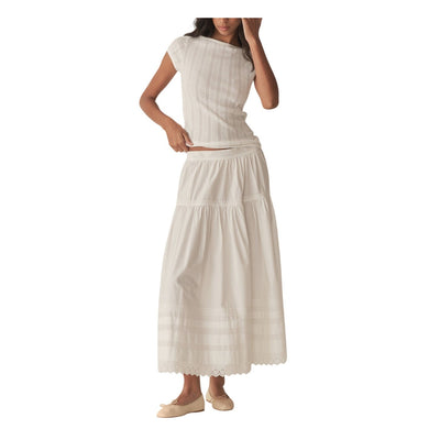 Dôen Pointelle White Pauline Tee Size XS