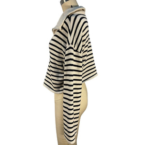 L'Academie Striped Ivory Navy Laila Sweater Size XS