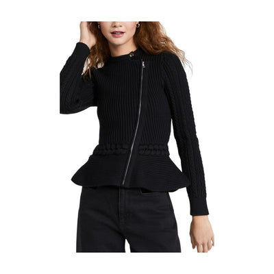 Simkhai Ribbed Black Andi Cardigan Sweater Size XL