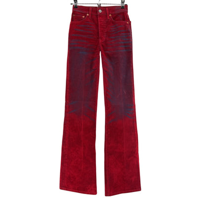 Re/Done Retro Distressed Red Flocked Originals 70s Bootcut Denim Jeans Size 23