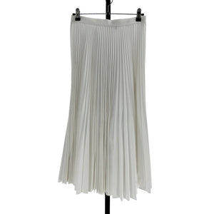Theory White Cotton Pleated Midi Skirt Size 2