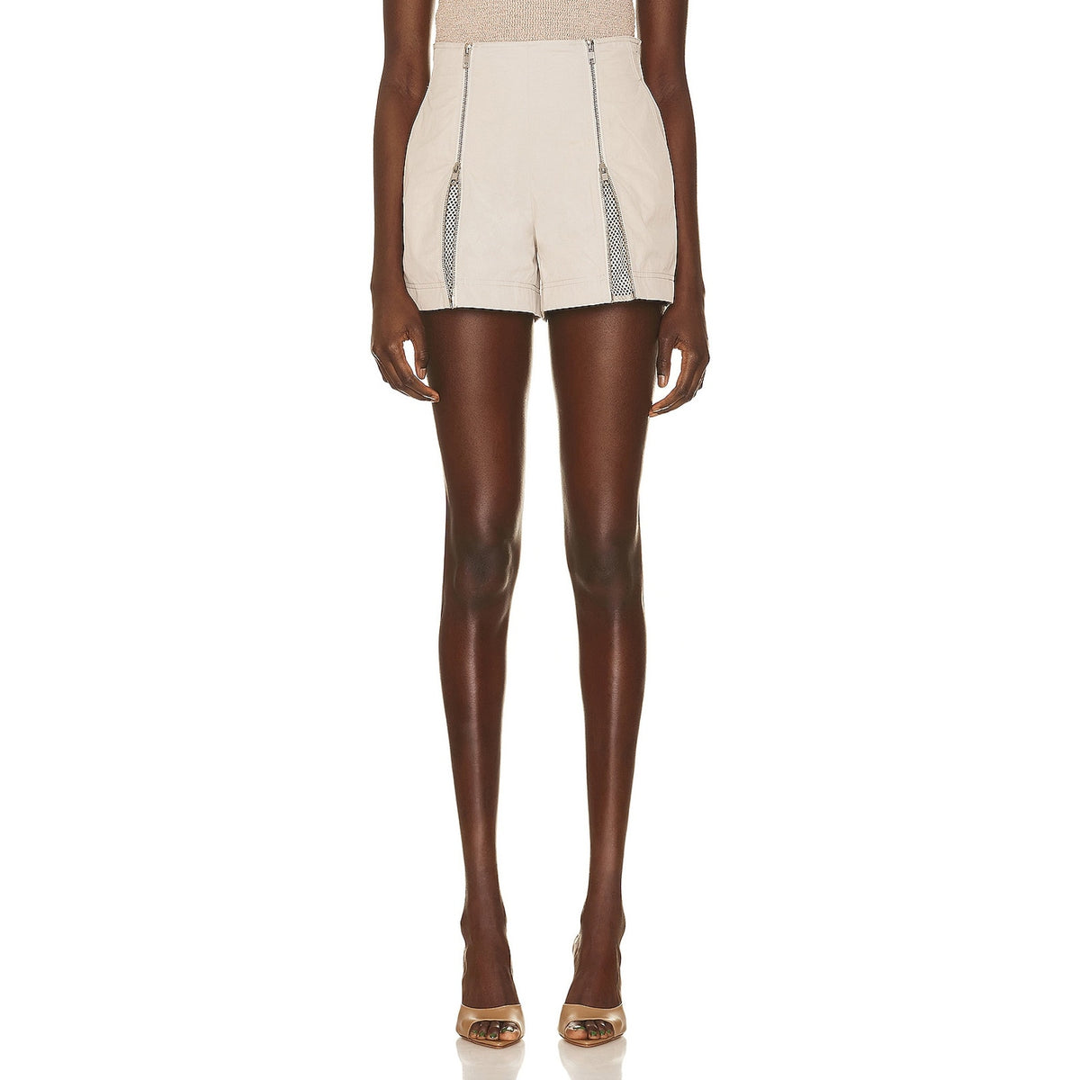Helmut Lang Utilitarian Beige Zip Shorts Size S