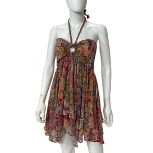 Misa Los Angeles Printed Palazzo Tile Bendetta Halter Mini Dress Size XS