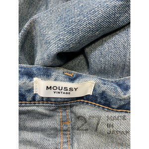 Moussy 'Humphreys' Blue Cotton High-Rise Distressed Tapered Jeans Size 27