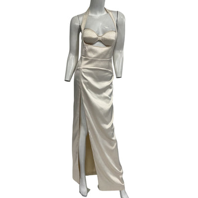 Michael Costello Sleek Ivory Marissa Gown Size S