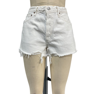 Agolde Distressed White Parker Denim Shorts Size 28