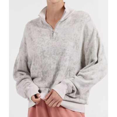 Atm Anthony Thomas Melillo 'Printed' Grey French Cotton-Terry Half-Zip Sweatshirt Size S