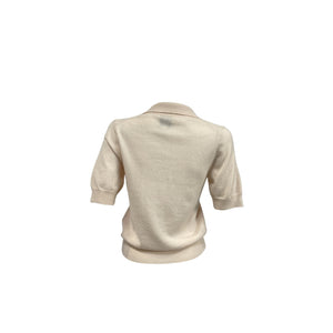 Reformation 'Louise' Cream Cashmere Polo Sweater Size S
