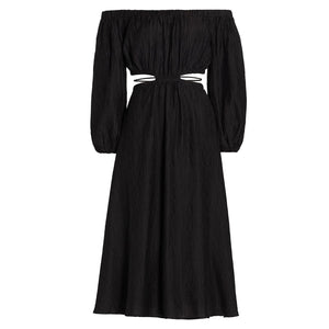 Astr The Label 'Cassian' Black Cut-Out Off Shoulder Long Sleeve Maxi Dress Size S