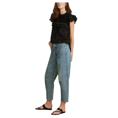 Veronica Beard Elegant Black Floral Embroidered Ruffle Yoke Top Size 2