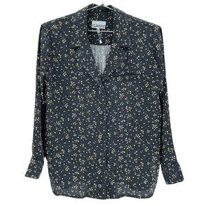 Ganni Floral Print Button-Up Top Size 36