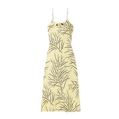 Rodarte Embellished Printed Pastel Yellow Slip Dress Size 12