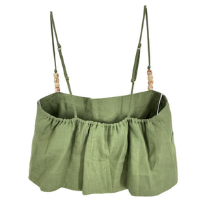 Faithfull The Brand Linen Green Chianti Top Size S