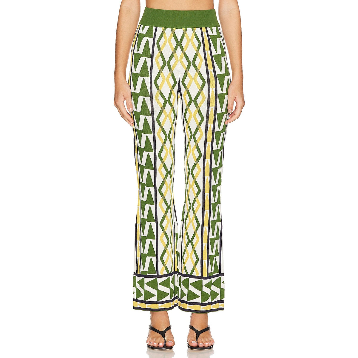 Misa Los Angeles Geometric Limoncello Geo Rialta Pants Size M NWT