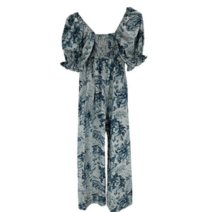 Selkie 'The Louie' Blue Toile Hamptons Jumpsuit Size S