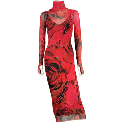 Afrm Sheer Red Shailene Maxi Dress Size XS