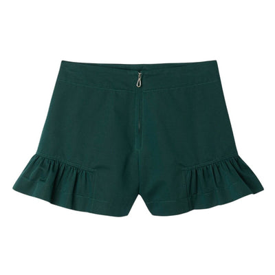 Sandro Flared Bottle Green Ruffle Hem Shorts Size FR 36 / US 4 NWT