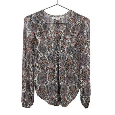 Veronica Beard Sheer Ecru Multi Lowell Paisley Blouse Size 2