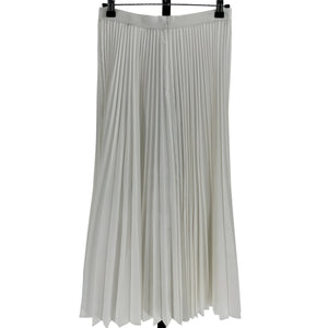 Theory White Cotton Pleated Midi Skirt Size 2