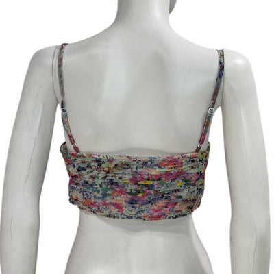 Rococo Sand Ruched Floral Print Scoop Neck Crop Top Size M