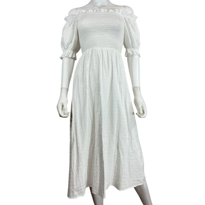 Reformation Smocked White Arianna Midi Dress Size XS