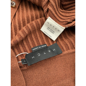 Hatch Ribbed Brown Averie Polo Sweater Size 1 Dress