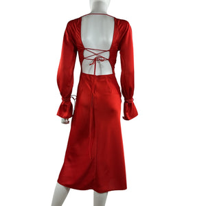 L'Academie Sleek Bright Red Connor Midi Dress Size XXS