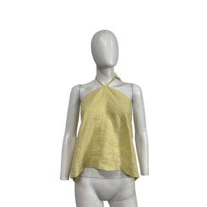 Deiji Studios Wrap Yellow Linen Back Top Size S - NWT