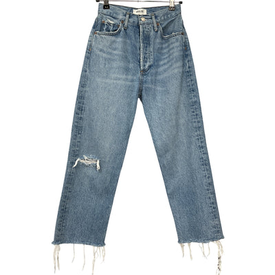 Agolde Distressed Blue 90s Pinch Waist High Rise Straight Denim Jeans Size 23
