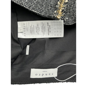 Sandro Chain-Trimmed Tweed Black Talie Mini Skirt Size 1