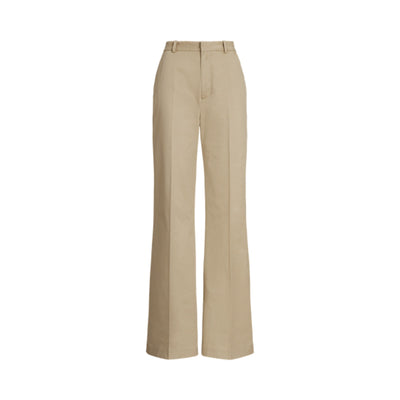 Ralph Lauren Stretch Twill Tan Wide Leg Chino Size 12 Trousers