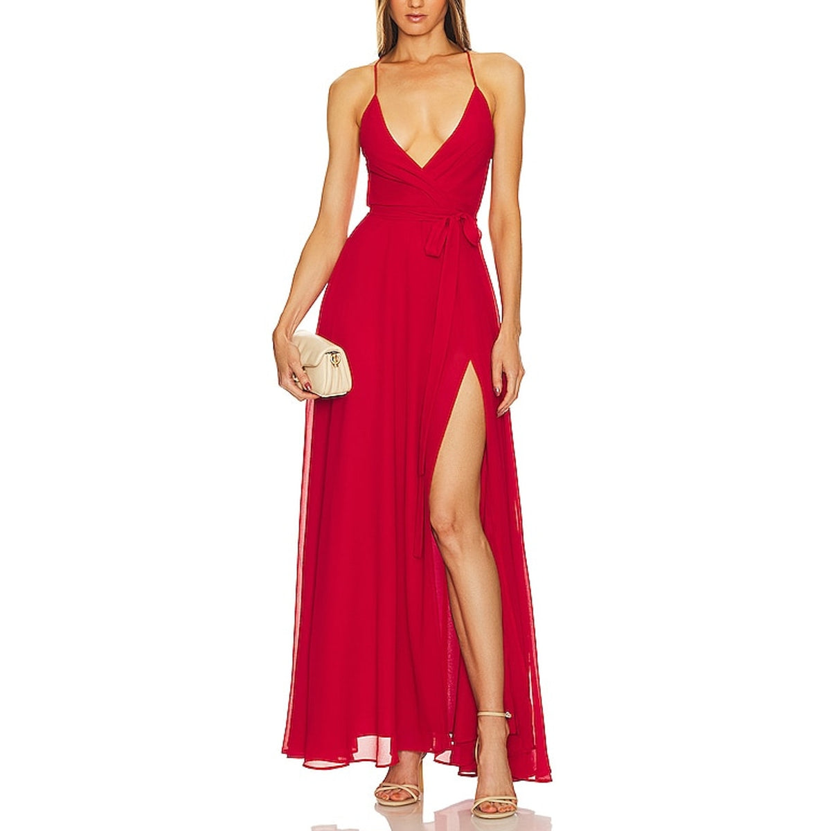 Michael Costello Elegant Red Hoku Gown Size M