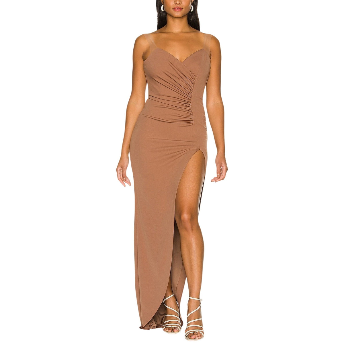 Katie May Ruched Cocoa Colette Gown Size S NWT