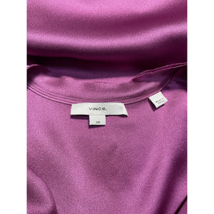 Vince 'Button Up' Purple Silk Satin Blouse Size S